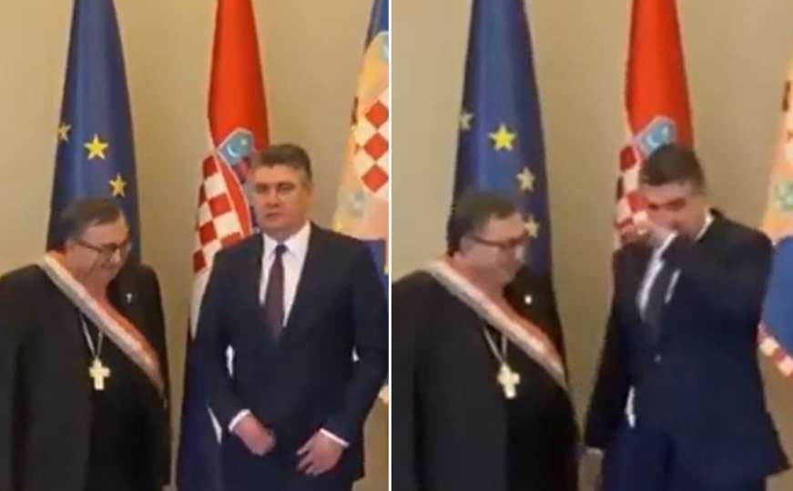 Gaf predsjednika Hrvatske: Milanović zakopčavao šlic dok je odlikovao Puljića